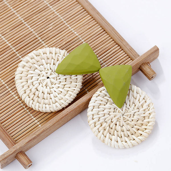 Geometric Wooden Drop Earrings