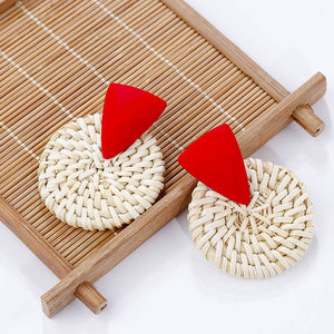 Geometric Wooden Drop Earrings